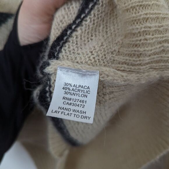 Wildfox cream black stripe alpaca soft knit oversized boxy Whiskey sweater - Picture 5 of 7